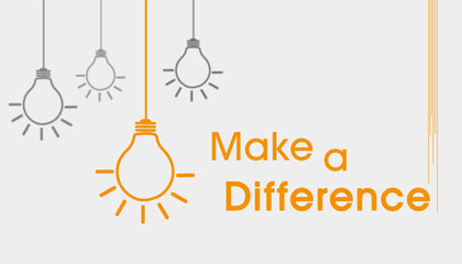 Make a difference sign with lightbulbs. Motivational and idea concept web vector illustration. Creativity pattern minimal design. Lightbulb icon.