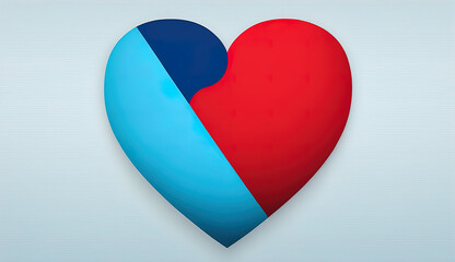 Symbolic of Love: A Red/Blue Heart-Shaped Bauble