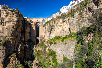 One of the most popular destinations in Andalusia: Puente Nuevo Arch (Puente Nuevo Bridge). Ronda, Spain