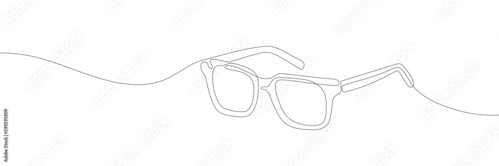 Poster sunglasses continuous line drawn with one continuous line. vector illustration