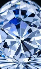 Realistic illustration of a cut diamond stone in different color tones. Macro. Close-up. Reflections. Optics.