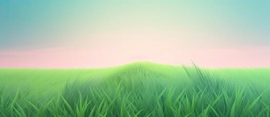 Fototapeta na wymiar Fields and pastures with lush green grass, under sunny blue skies of summer. Background is serene. Generative AI