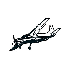 airplane black and white sketch with transparent background