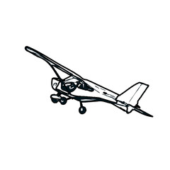 airplane black and white sketch with transparent background