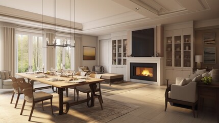 Naklejka na ściany i meble Nordic inspired interior house design, generative AI