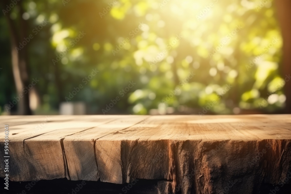 Poster wooden table with a shallow depth of field. generative ai
