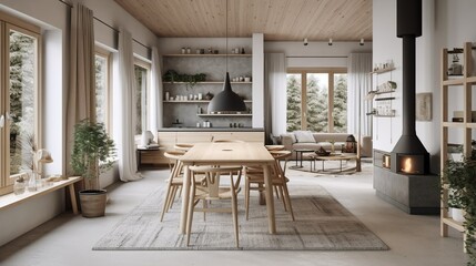 Cozy scandinavian minimalist interior, generative AI