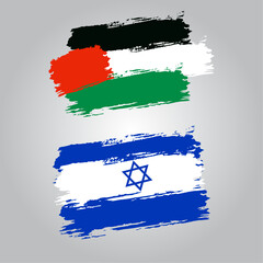 israel and palestine beautiful brush flag