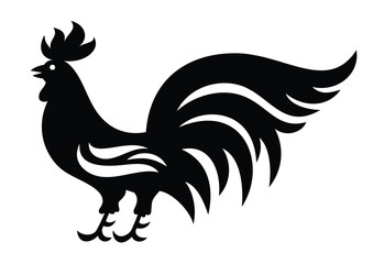 Vector illustration isolated on white. Rooster silhouette in weather vane style.