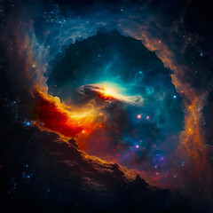 A picture of a nebula with a blue nebula in the center.