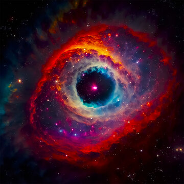 A picture of a nebula with a blue nebula in the center.