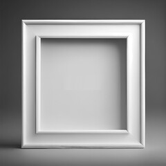 A white frame with a square frame on it and with gray background