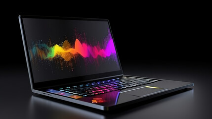 Laptop with analytical data, Bright color. Generative Ai