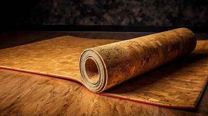 Cork base for wooden floors and coatings in the interior, Bright color. Generative Ai