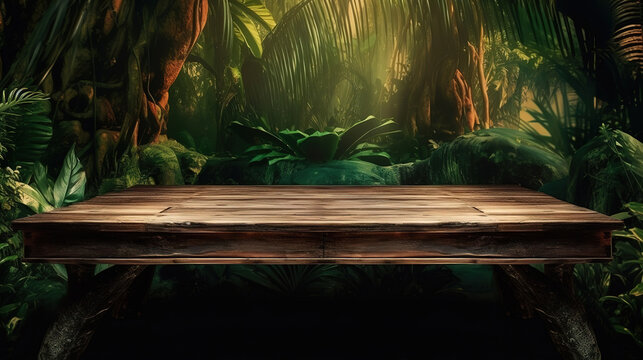 Jungle table background. Generative Ai