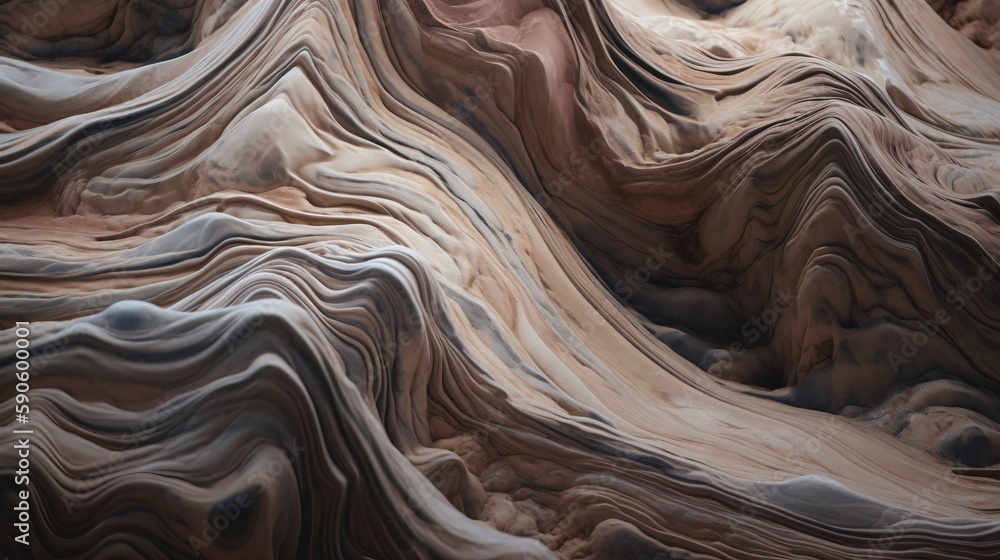 Poster a very artistic looking picture of a wavy surface with a light brown and black color scheme and a bl