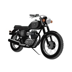 Fototapeta na wymiar a black motorcycle is shown on a white background with a black frame and a black seat and the front wheel is facing the viewer, and the front wheel is facing. generative ai