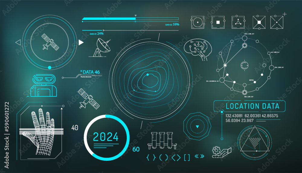 Canvas Prints set of infographic elements about satellite internet and ai.