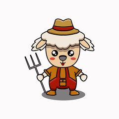 cute vector illustration of farmer sheep