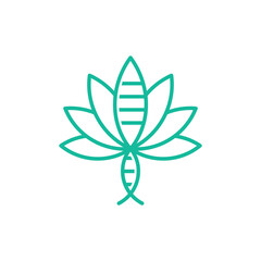 Green cannabis with dna line modern logo