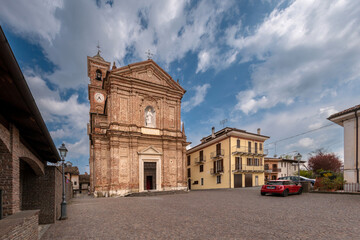 Fototapeta na wymiar Morozzo, Cuneo, Piedmont, Italy: Parish Church of the Nativity of Mary .