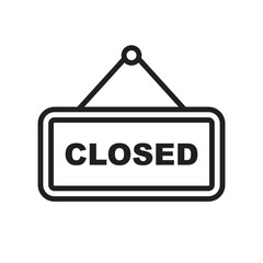 Closed vector icon. Closed flat sign design. Closed symbol pictogram. Illustration of nameplate vector icon. UX UI icon