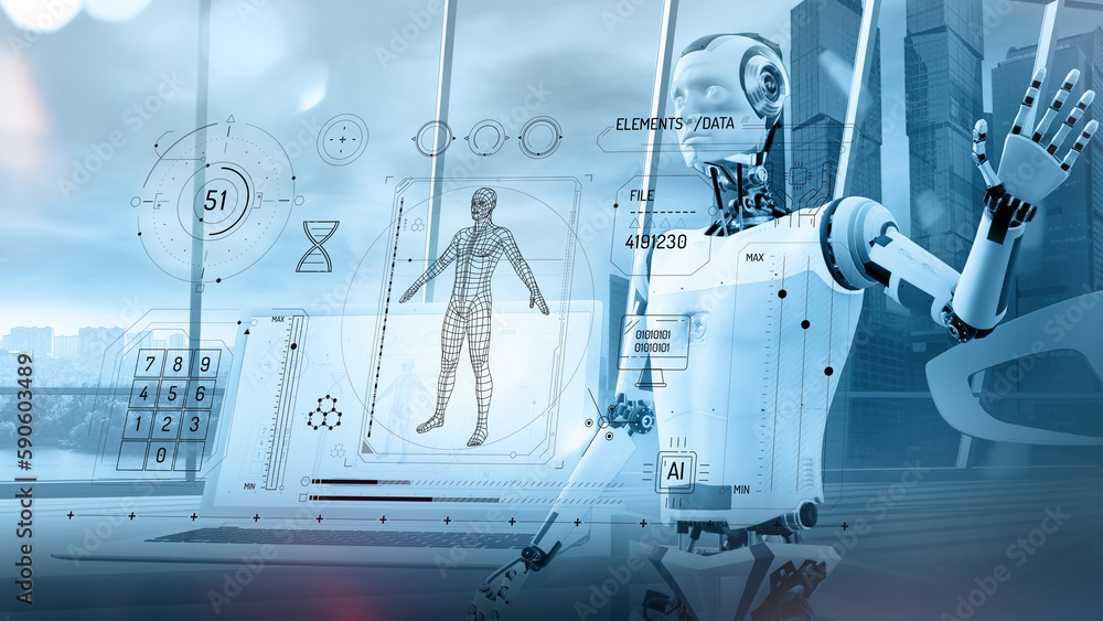 Poster an artificial intelligence robot analyzes virtual panel data.