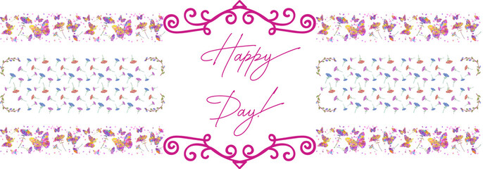 Floral frame with butterflies. Holiday , birthday, wedding, Valentines day pattern. Spring, summer background.