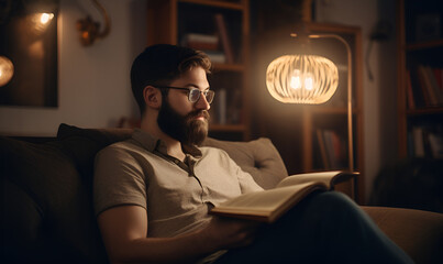 Obraz premium man reading a book