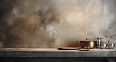 Minimalist concrete room design by generative ai