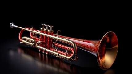 Obraz na płótnie Canvas A bold, red trombone with intricate valves and a commanding presence. Generative AI