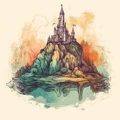 Obraz na płótnie Canvas Watercolor painting of a castle