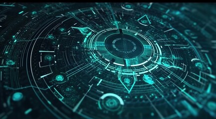 Blue hi-tech background, generative ai