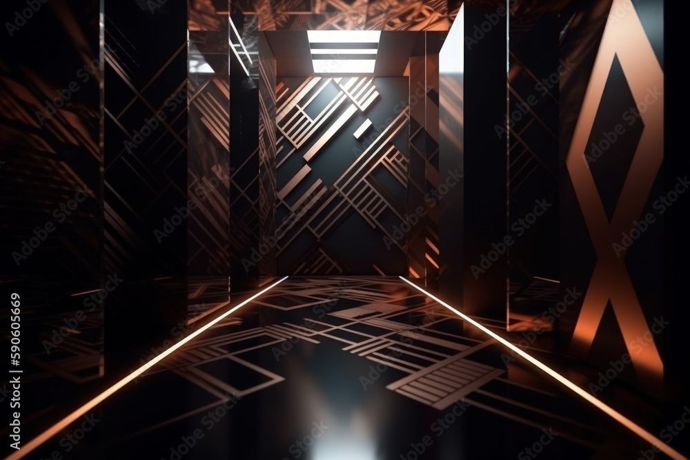 Poster empty mystical dark room sci-fi style generative ai