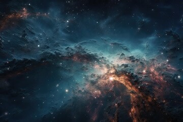 Fototapeta na wymiar cosmic space filled with shining stars and galaxies. Generative AI