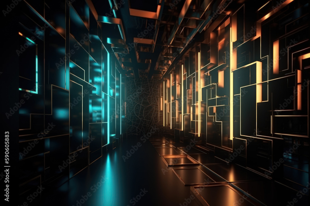Poster magical empty auditorium room with backlight generative ai