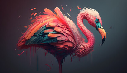 Flamingo abstract wallpaper. Background with cute flamingo bird in Pastel colors generative ai