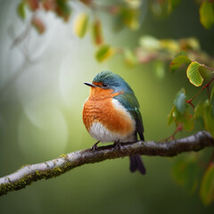 Fototapeta premium A bird sitting on a branch, Earth Day - ar 3:2 Generative AI