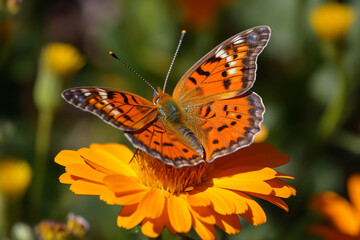 Fototapeta na wymiar A butterfly on a flower, Earth Day Generative AI