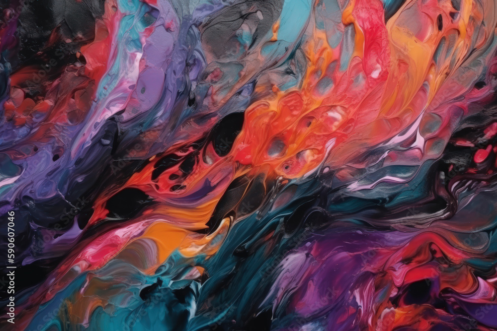 Poster abstract colorful background from smears of oil paint generative ai