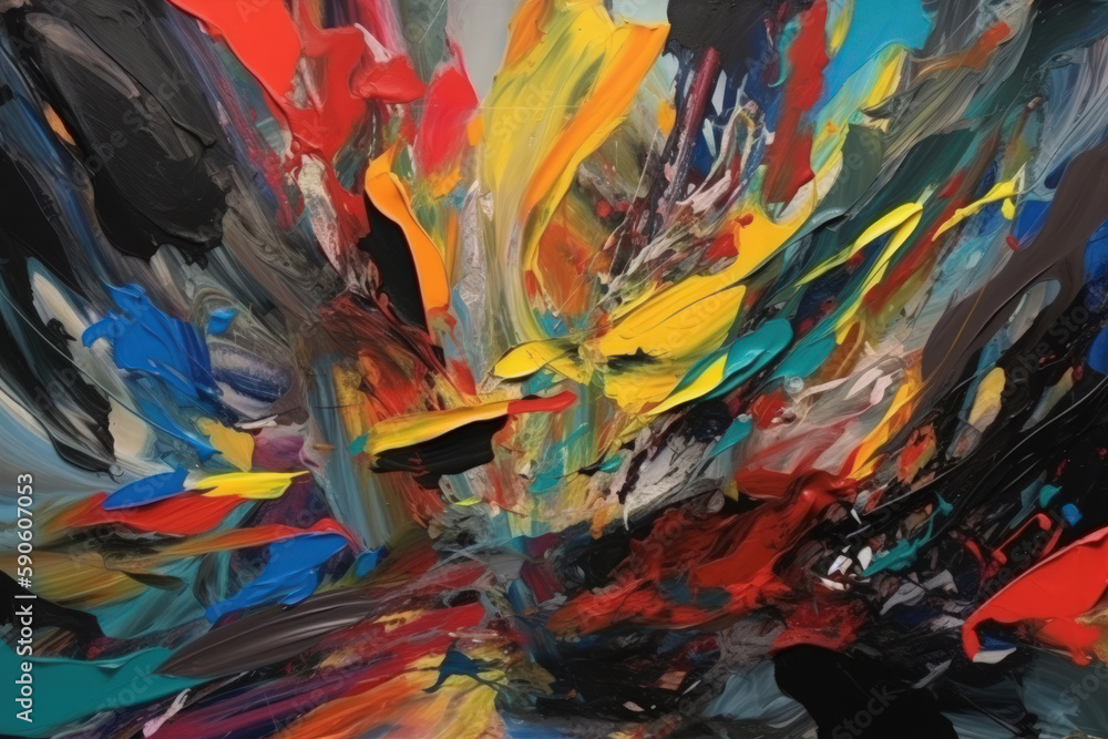 Poster abstract colorful background from smears of oil paint generative ai