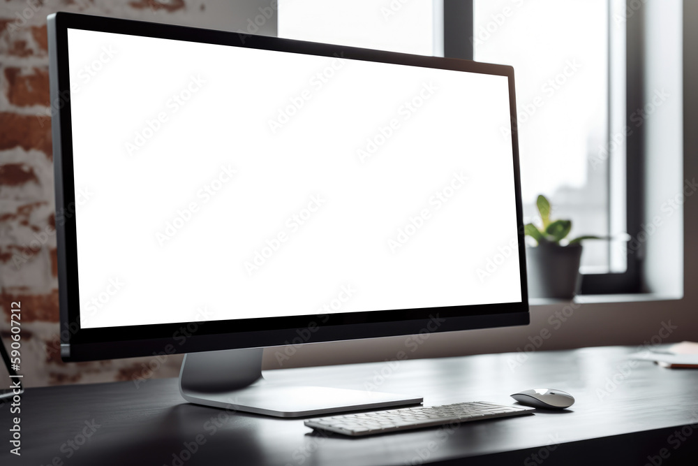 Poster monitor mock up, png.. generative ai