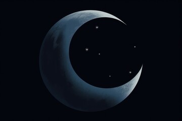 Obraz na płótnie Canvas Moon Icon With Crescent Or Full Moon Against Dark Blue Or Black Background To Represent Nighttime. Generative AI