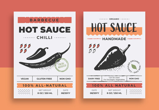 Vintage Sauce Label Layout with Chilli Pepper