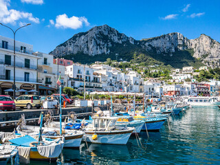 Fototapeta na wymiar Port of Capri Island in Campania, Italy
