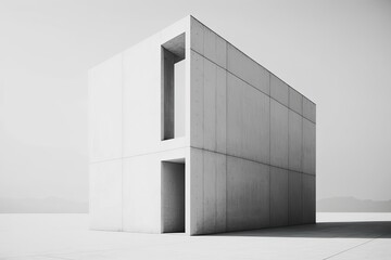Plain Concrete City Building With Copy Space. Generative AI