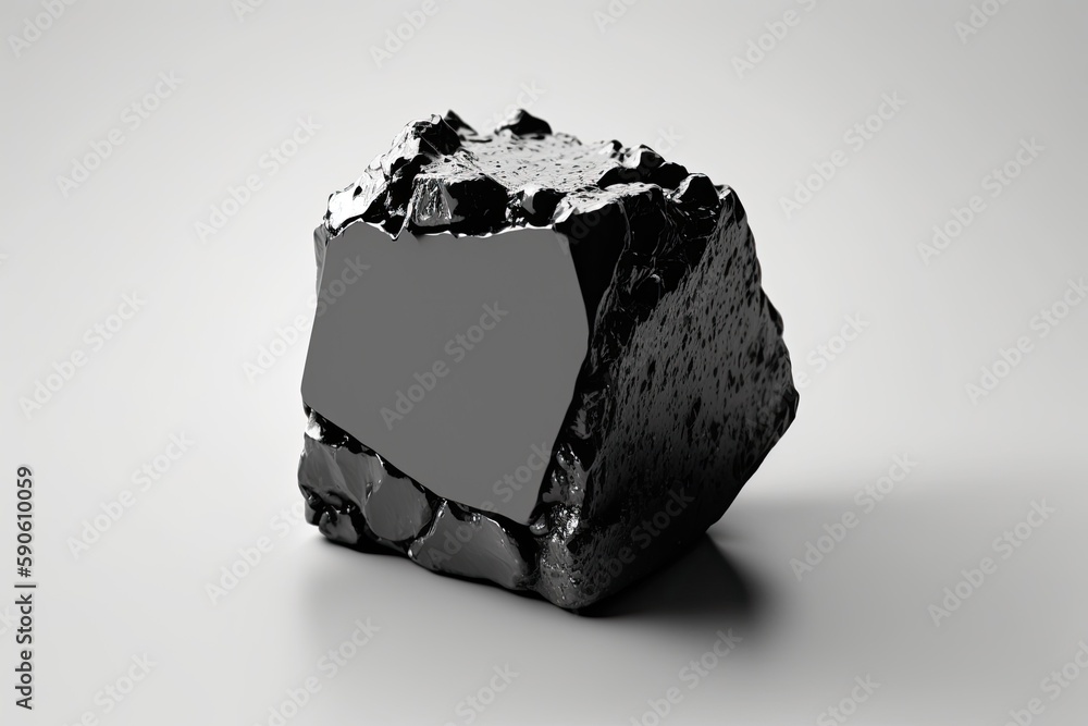 Sticker a lone piece of coal on a white backdrop. generative ai