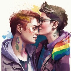 Illustration of a lgbt couple. Generative Ai