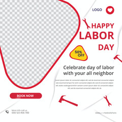 Happy labor day sale special offer banner design