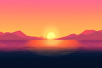 Sunrise over the sea. AI generated art illustration.